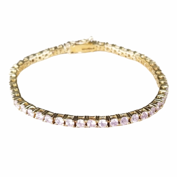 Vintage .925 Pink Cubic Zirconia Tennis Bracelet